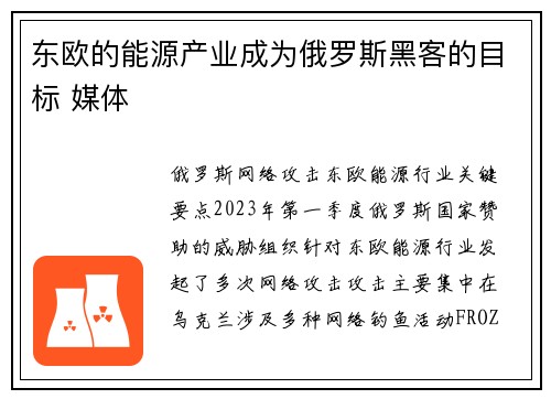 东欧的能源产业成为俄罗斯黑客的目标 媒体