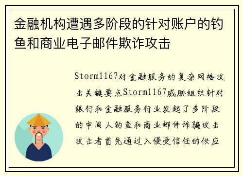 金融机构遭遇多阶段的针对账户的钓鱼和商业电子邮件欺诈攻击 